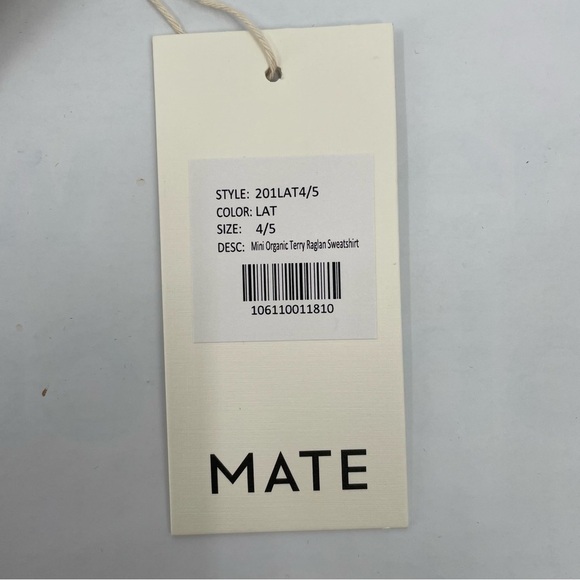 NEW! Mate the Lable Terry Raglan Sweatshirt. Child 4/5 - Picture 9 of 10
